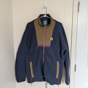 Without Walls Jacket Mens Large Blue Bomber Full Zip Deep Pile Fleece